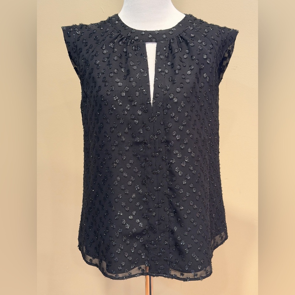 French Connection Black Textured Cap Sleeve Blouse Top - Size 6